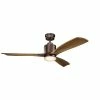 Outlet 👏 Kichler Lighting Ridley II 17W 3-Blade LED Ceiling Fan with 52 in. Blade Span in Oil Brushed Bronze 🎁 -Kichler Lighting shop Query 1001
