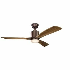 Outlet 👏 Kichler Lighting Ridley II 17W 3-Blade LED Ceiling Fan with 52 in. Blade Span in Oil Brushed Bronze 🎁