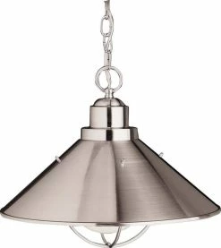 Outlet 🤩 Kichler Lighting Seaside 150W 1-Light Medium Base Outdoor Pendant in Brushed Nickel 🥰