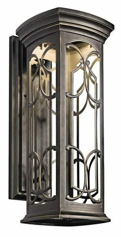 Buy 🎉 Kichler Lighting Franceasi 12.1W Outdoor LED Wall Lantern in Old Bronze 🌟