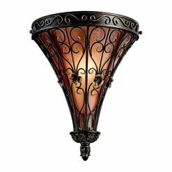 Best reviews of 🎉 Kichler Lighting Marchesa 60W 1-Light Wall Sconce with Piastra Glass in Terrene Bronze 🎉