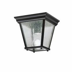 Discount 👍 Kichler Lighting 100 W 1-Light Medium Outdoor Semi-Flush Mount Ceiling Lantern in Black 🥰