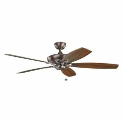 Promo 🔥 Kichler Lighting Canfield 82W 5-Blade Ceiling Fan with 60 in. Blade Span and Light Kit in Oil Brushed Bronze 🎁