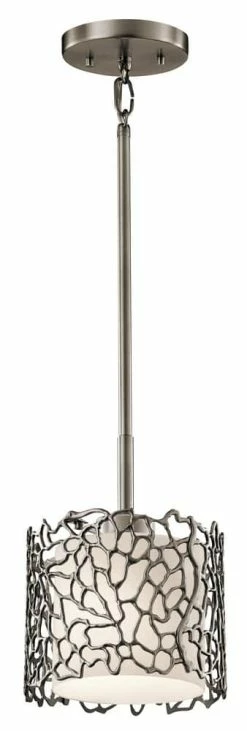 Flash Sale 🎁 Kichler Lighting Silver Coral 10 in. 1-Light Mini Pendant in Classic Pewter ⌛