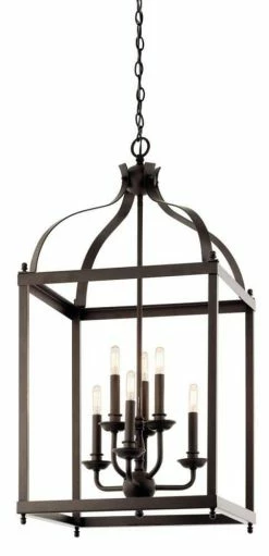 Outlet 😍 Kichler Lighting Larkin™ 60W 6-Light Candelabra Incandescent Pendant in Olde Bronze ✔️