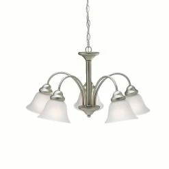Deals 🤩 Kichler Lighting Wynberg 13-3/4 in. 100 W 5-Light Medium Chandelier with Satin Etched in Brushed Nickel 🔔