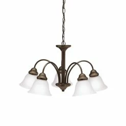 Buy ⌛ Kichler Lighting Wynberg 13-3/4 in. 100 W 5-Light Medium Chandelier with Satin Etched in Olde Bronze 😉