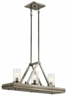 Discount 😀 Kichler Lighting Colerne 100W 3-Light Linear Chandelier in Classic Pewter 🥰