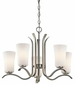 Cheap 👏 Kichler Lighting Armida 18 in. 100W 5-Light Medium Chandelier in Brushed Nickel 🎁