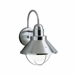 Discount ⌛ Kichler Lighting Seaside 11-1/2 in. 150 W 1-Light Medium Lantern in Brushed Nickel ✨