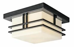 Discount 🤩 Kichler Lighting Tremillo 6-1/2 in. 60W 2-Light Medium E-26 Flush Mount Ceiling Light in Black 😀
