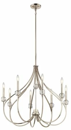 Flash Sale 😀 Kichler Lighting Eloise 40W 8-Light Candelabra E-12 Incandescent Chandelier in Polished Nickel 👏