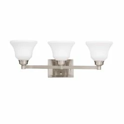 Discount ⭐ Kichler Lighting Langford 8-1/4 in. 100 W 3-Light Medium Bath Bracket in Brushed Nickel ❤️