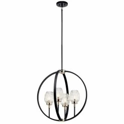 Wholesale 😍 Kichler Lighting Moyra 60W 4-Light Candelabra E-12 Incandescent Pendant in Black 👍