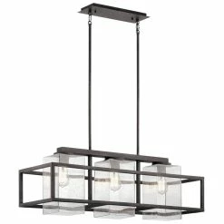 Buy 😀 Kichler Lighting Wright 150W 3-Light Outdoor Chandelier in Weathered Zinc 🤩