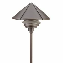 Cheapest 👍 Kichler Lighting Six Groove 75W 1-Light Medium E-26 Incandescent Path Light in Textured Architectural Bronze ⌛