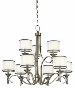 Promo 🛒 Kichler Lighting Lacey 29-1/2 in. 60W 9-Light Chandelier in Antique Pewter 🤩