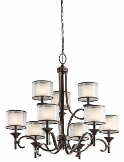 Buy 👏 Kichler Lighting Lacey 29-1/2 in. 60W 9-Light Chandelier in Mission Bronze 🔥
