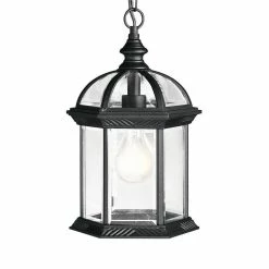 Discount 🤩 Kichler Lighting Barrie 87-1/2 in. 100W 1-Light Outdoor Hanging Pendant in Black 👍