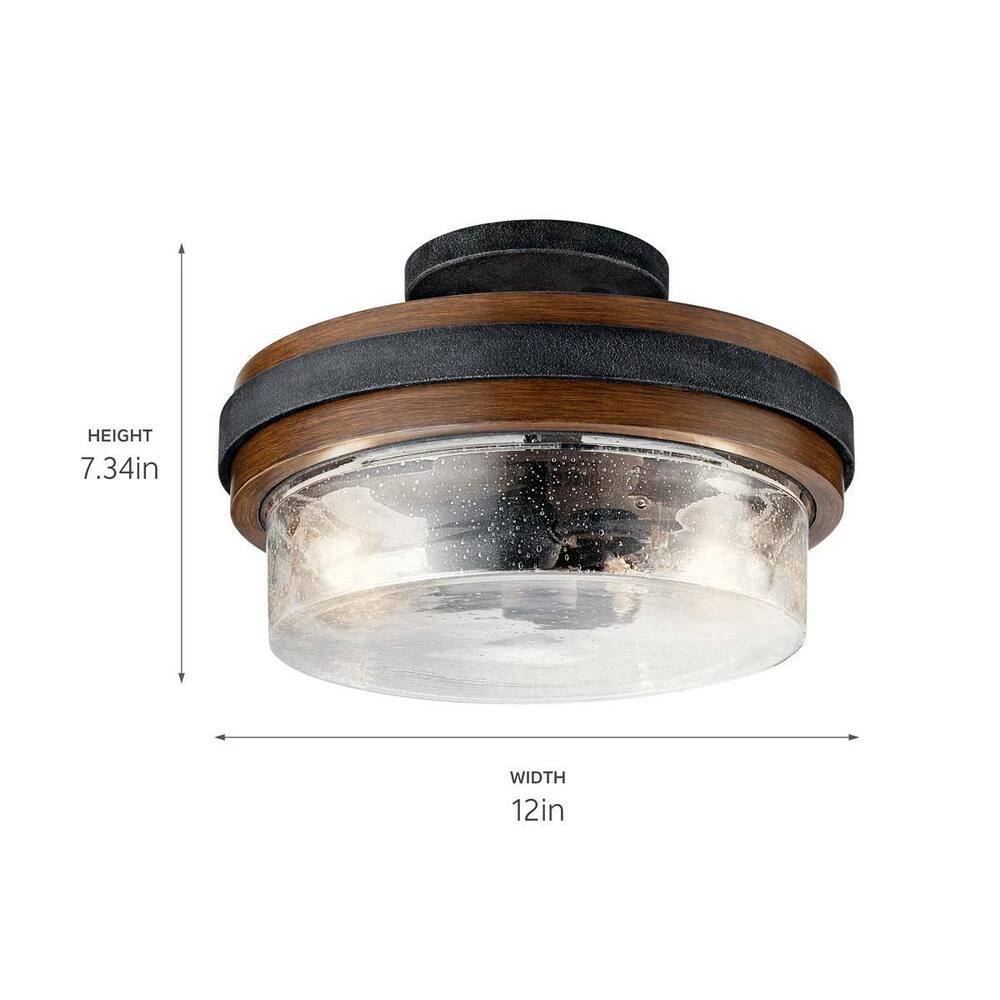 New π Kichler Lighting Grand Bankβ’ 60W 2-Light Semi-Flush Mount Ceiling Fixture in Auburn Stained π 4 New π Kichler Lighting Grand Bankβ’ 60W 2-Light Semi-Flush Mount Ceiling Fixture in Auburn Stained π - Image 2