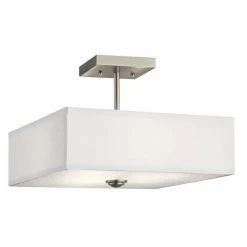 Deals 🤩 Kichler Lighting Shailene™ 75W 3-Light Medium E-26 Incandescent Semi-Flush Mount Ceiling Fixture in Brushed Nickel 🧨