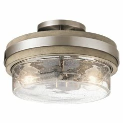 Cheapest ✨ Kichler Lighting Grand Bank™ 75W 2-Light Medium E-26 Incandescent Semi-Flush Mount Ceiling Fixture in Classic Pewter 🎁