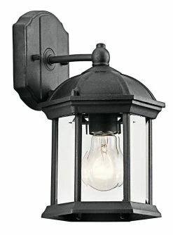 Outlet 🧨 Kichler Lighting Barrie 100W 1-Light Outdoor Wall Lantern in Black ✨