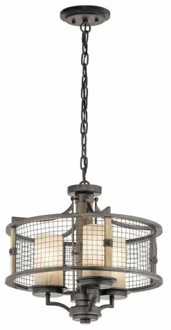 Best Pirce 🎁 Kichler Lighting Ahrendale 100W 3-Light Medium Incandescent Chandelier in Anvil Iron ⌛