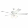 Flash Sale 🌟 Kichler Lighting Basics Pro Premier 52W 4-Light 5-Blade Medium E-26 LED Ceiling Fan in Matte White 🎉 -Kichler Lighting shop Query 1340