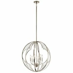 Outlet 🤩 Kichler Lighting Montavello 60W Candelabra Chandelier in Polished Nickel 🎁