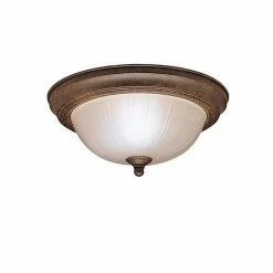 Buy ✔️ Kichler Lighting 60 W 1-Light Medium Flush Mount Ceiling Fixture with Satin Etched Glass in Tannery Bronze 🎁