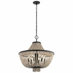 Cheap 💯 Kichler Lighting Brisbane 40W 6-Light Candelabra E-12 Incandescent Chandelier in Distressed Black 🔔