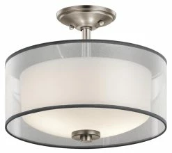 Coupon 🔔 Kichler Lighting Tallie™ 100W 2-Light Medium E-26 Incandescent Semi-Flush Mount Ceiling Fixtures in Antique Pewter 🛒