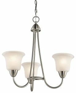 Outlet 🥰 Kichler Lighting Nicholson 21-1/2 in. 100W 3-Light Medium Incandescent Chandelier in Brushed Nickel ⭐