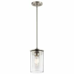 Discount 👍 Kichler Lighting Crosby 1-Light Ceiling Mount Mini-Pendant in Brushed Nickel 🔔