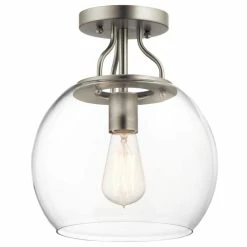 Outlet 🔥 Kichler Lighting Harmony 75W 1-Light Medium E-26 Incandescent Semi-Flush Mount Ceiling Fixture in Brushed Nickel ✨