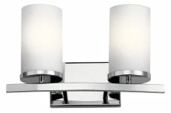 Promo ✔️ Kichler Lighting Crosby 30W 2-Light Bath Light with Satin Etched Cased Opal Glass in Polished Chrome ✨