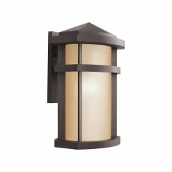 Best reviews of ✨ Kichler Lighting Lantana 8-3/4 in. 150W 1-Light Outdoor Wall Sconce with Light Umber Etched Glass in Architectural Bronze 😀