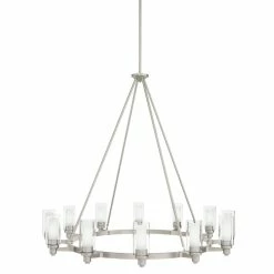 Deals 🧨 Kichler Lighting Circolo 41 in. 60W 12-Light Medium E-26 Ceiling Mount Chandelier in Brushed Nickel 🎉
