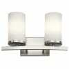 Budget 😉 Kichler Lighting Crosby 30W 2-Light Vanity Fixture with Satin Etched Cased Opal Glass in Brushed Nickel 🤩 -Kichler Lighting shop Query 148