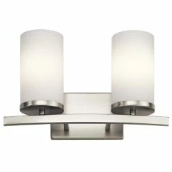 Budget 😉 Kichler Lighting Crosby 30W 2-Light Vanity Fixture with Satin Etched Cased Opal Glass in Brushed Nickel 🤩