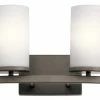 New 🎁 Kichler Lighting Crosby 15 x 8-3/4 in. 200W 2-Light Medium E-26 Incandescent Vanity Fixture with Clear Glass in Olde Bronze 😍 -Kichler Lighting shop Query 149