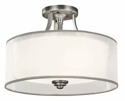 Cheapest 🎉 Kichler Lighting Lacey 75 W 3-Light Medium Semi-Flush Mount Ceiling Fixture in Antique Pewter ✨
