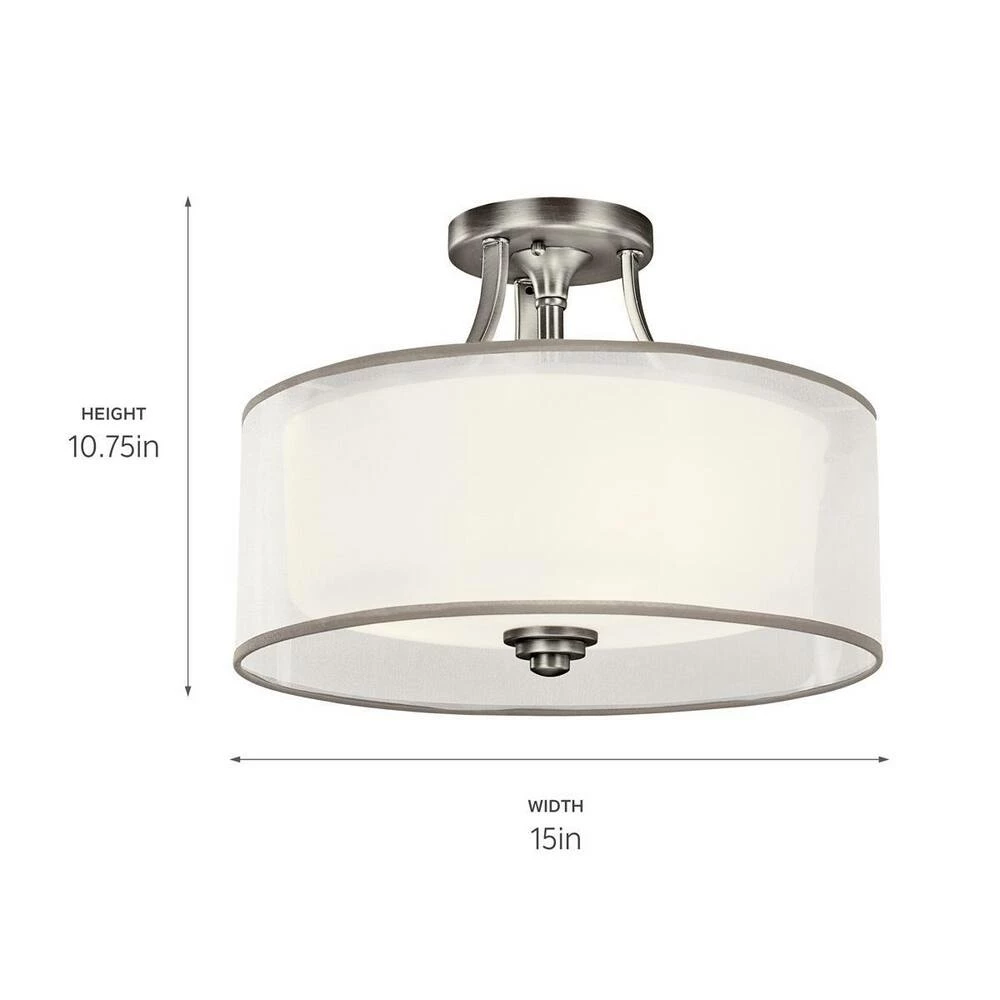 Cheapest π Kichler Lighting Lacey 75 W 3-Light Medium Semi-Flush Mount Ceiling Fixture in Antique Pewter β¨ 4 Cheapest π Kichler Lighting Lacey 75 W 3-Light Medium Semi-Flush Mount Ceiling Fixture in Antique Pewter β¨ - Image 2