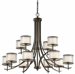 Hot Sale ✔️ Kichler Lighting Tallie™ 60W 12-Light Candelabra E-12 Incandescent Chandelier in Mission Bronze 💯
