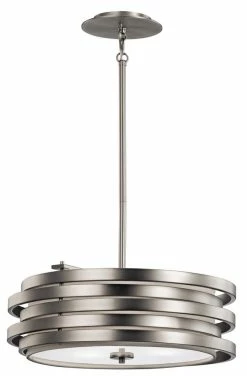 Promo 👏 Kichler Lighting Roswell 100W 3-Light Medium Base Incandescent Pendant in Brushed Nickel 🛒