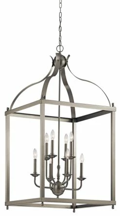 Outlet 😀 Kichler Lighting Larkin™ 8-Light Foyer Pendant in Brushed Nickel 👏