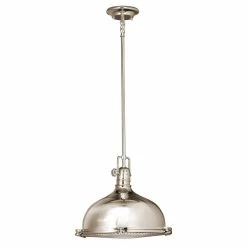 Hot Sale ⭐ Kichler Lighting Hatteras Bay 11-1/2 in. 150 W 1-Light Medium Pendant in Polished Nickel 😍
