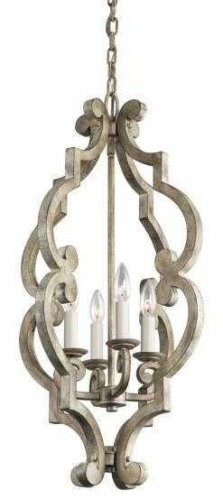 Best Sale 🤩 Kichler Lighting Hayman Bay™ 4-Light Foyer Pendant in Distressed Antique White 🧨