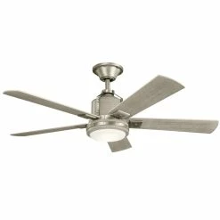 New 😀 Kichler Lighting Colerne 52 x 17 in. 70W 5-Blade 1-Light Ceiling Fan in Brushed Nickel 😉